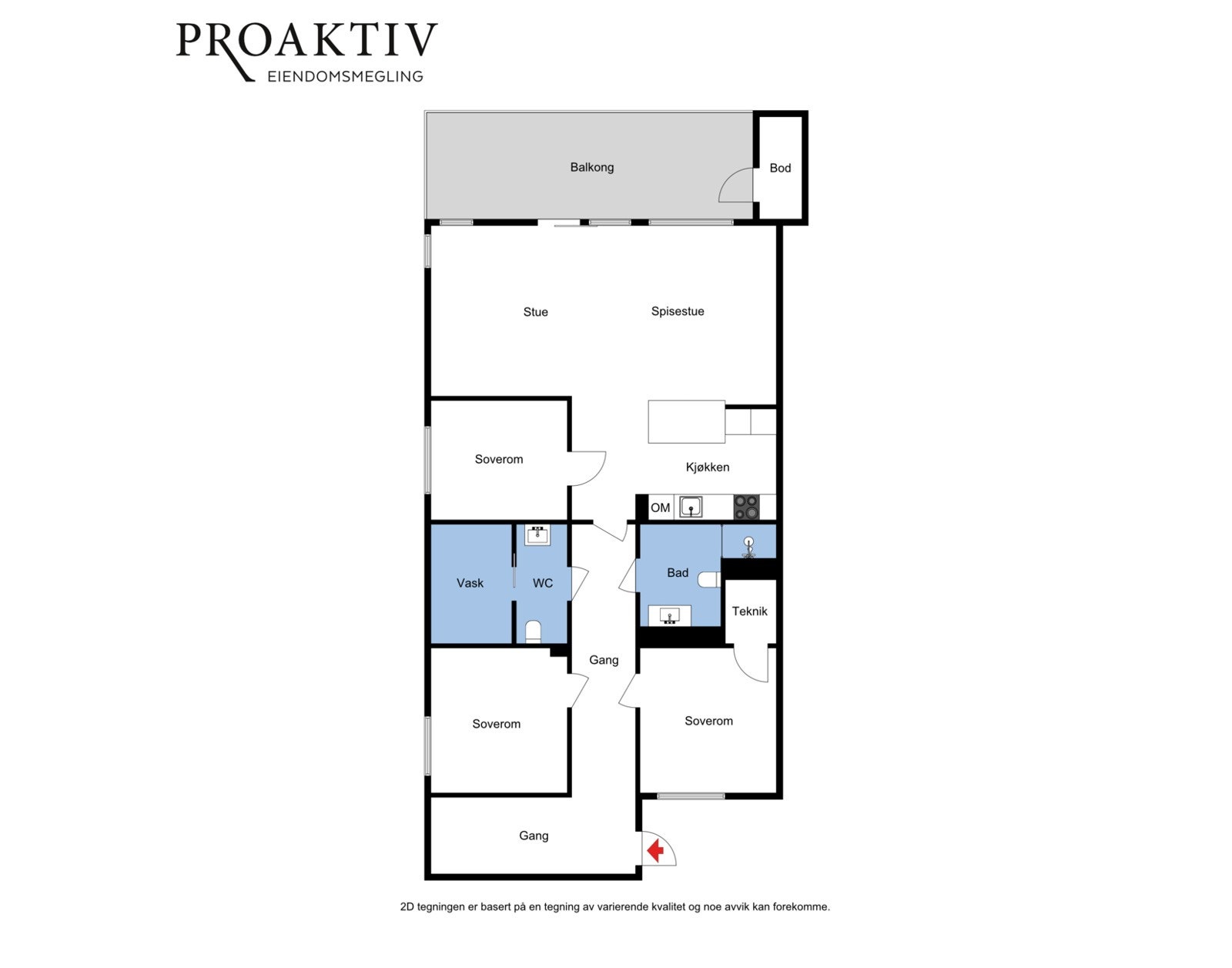Slik ser leiligheten ut i et 2D-perspektiv. Galleribilde