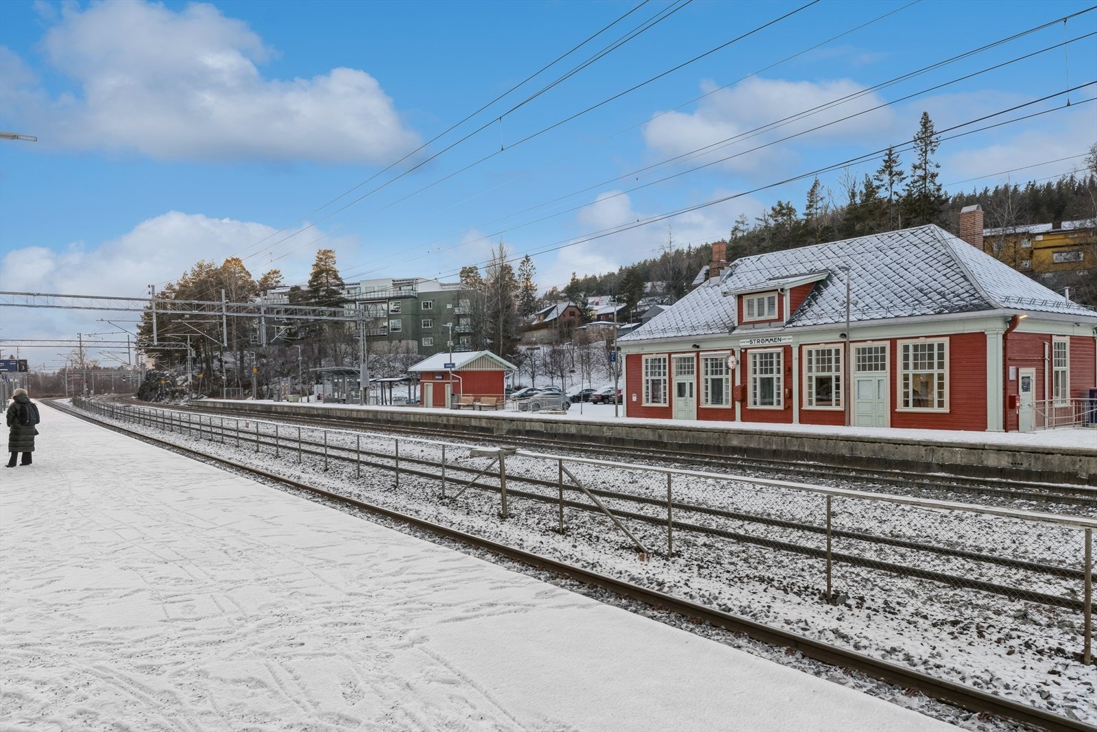 Strømmen stasjon ligger innen gangavstand på ca. 7 min. Toget tar deg enkelt til bl.a. Lillestrøm og Oslo S Galleribilde