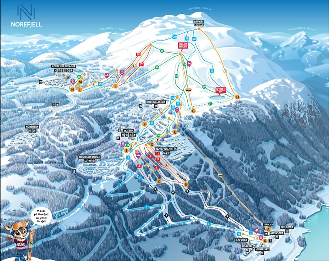 Norefjell er et meget populært skiområde, mye grunnet sin nærhet til Oslo. Her finner du flere nedfarter i varierende vanskelighetsgrader og flere skiheiser. Passer for alle aldre Galleribilde