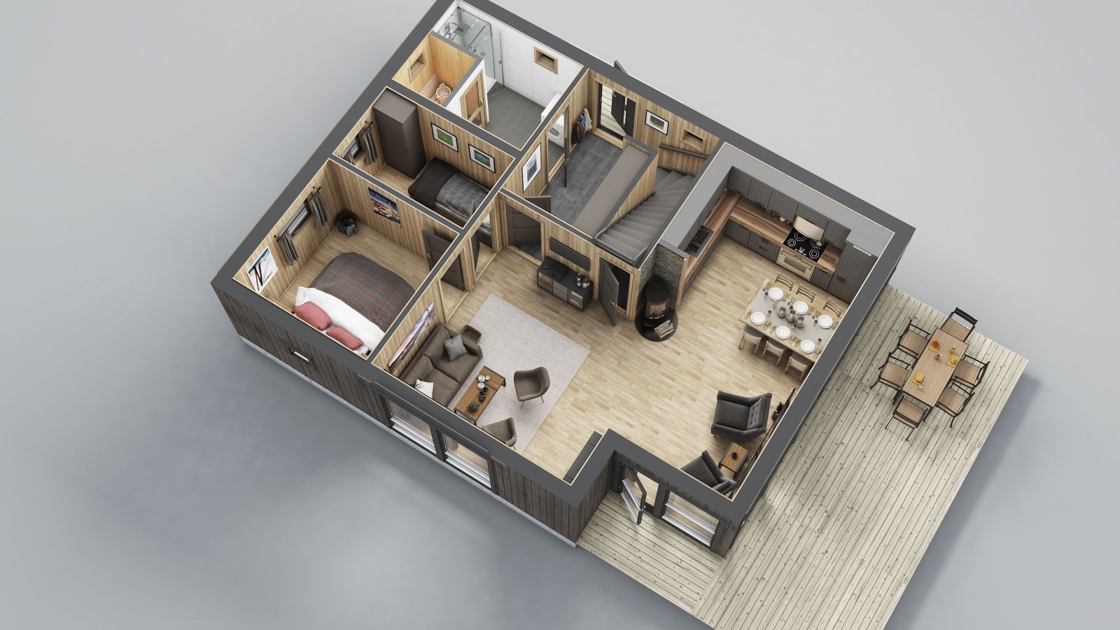 Mulig plassering bad og 2 soverom nede. Galleribilde