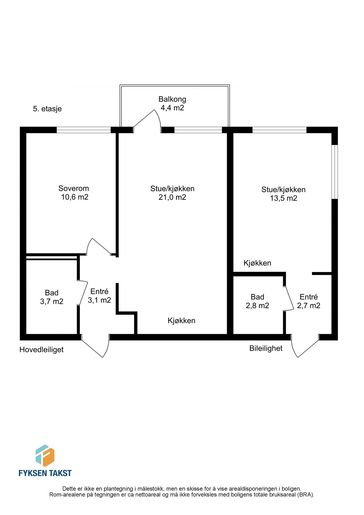 Leiligheten ligger i 5. etasje og er på 40m². I tillegg har man en egen BI-leilighet på 20m² som gir gode leieinntekter. Galleribilde