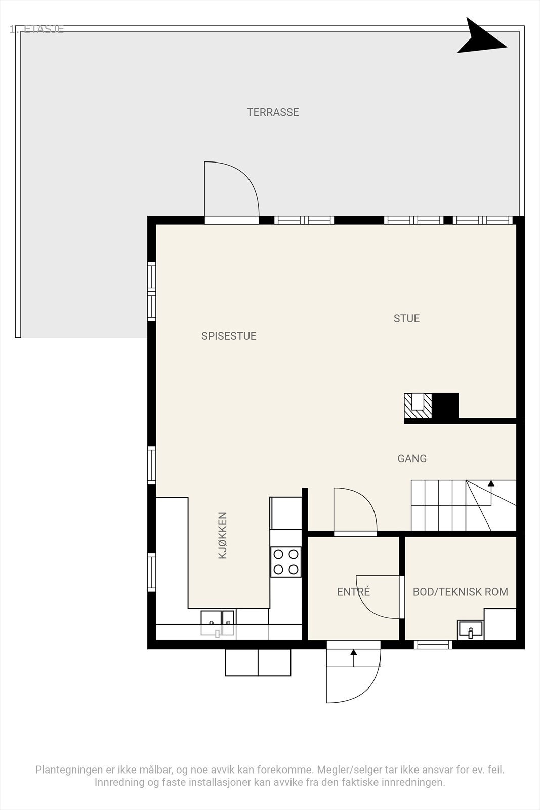 Plantegning 1. etasje. Galleribilde