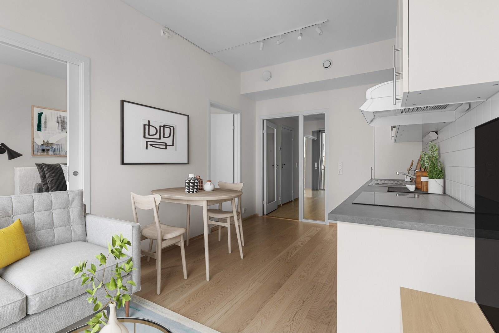Åpen Kjøkken- og stueløsning på ca 14.5 m². Galleribilde