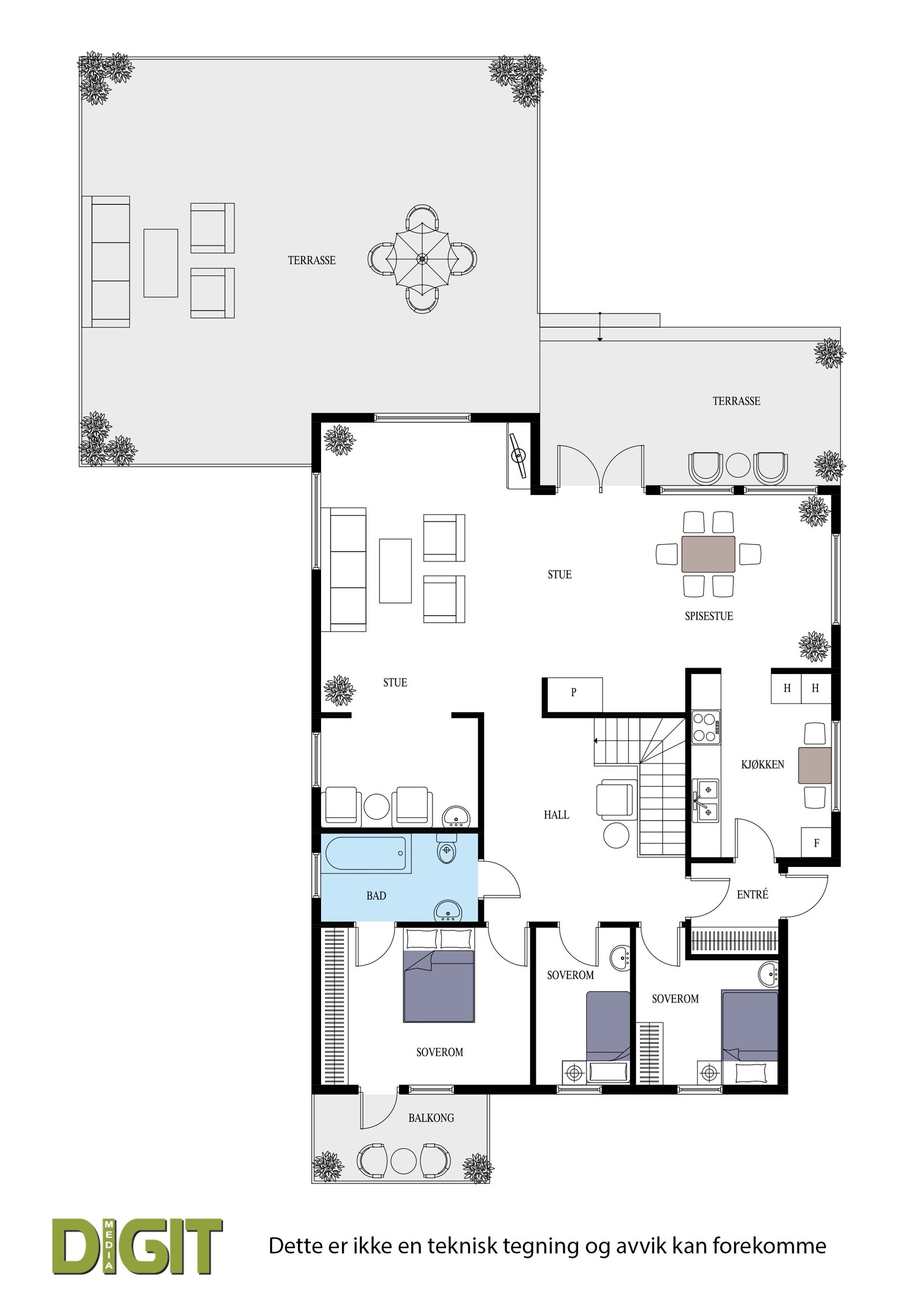 Plantegning 1. etasje Galleribilde