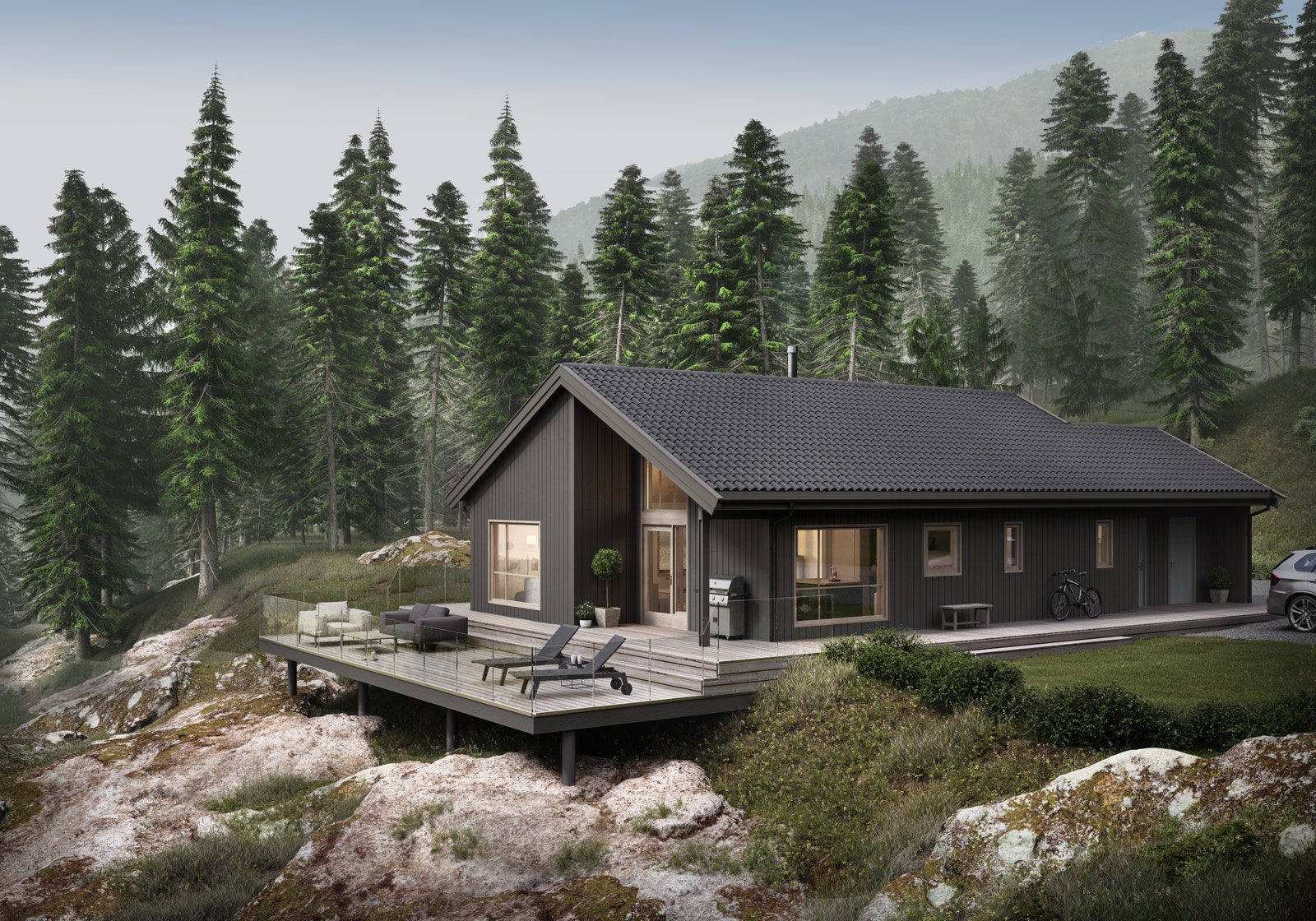 Auriga fra Peab Nordbohus er moderne hus hvor man får alt på ett plan Galleribilde