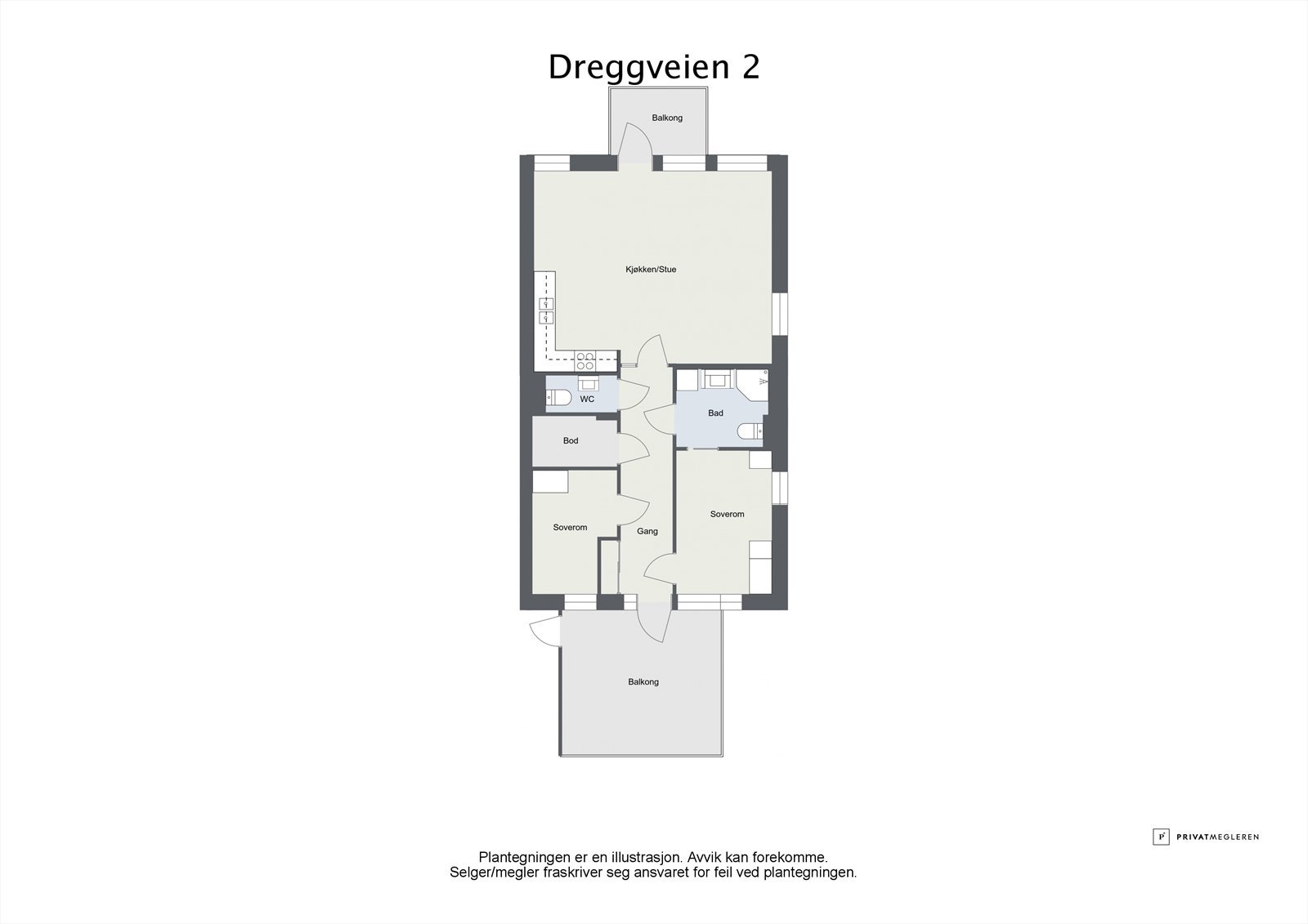 Floorplan letterhead - Dreggveien 2 - 1. Etasje - 2D Floor Plan-2 Galleribilde