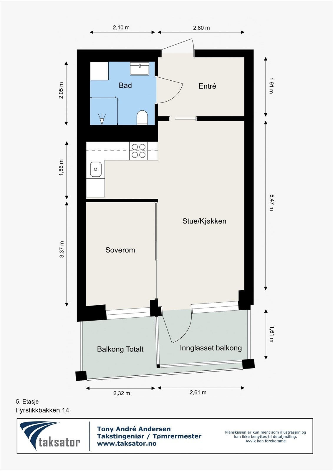 Plantegning - Fyrstikkbakken 14 - 5. Etasje Galleribilde
