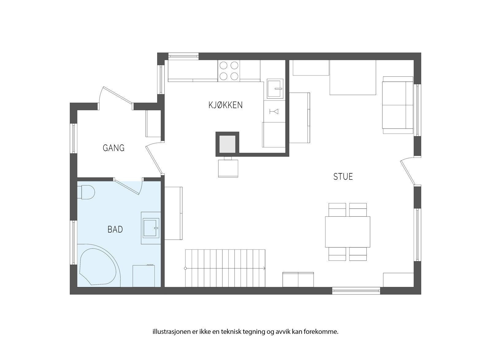 Plantegning 1. etasje Galleribilde