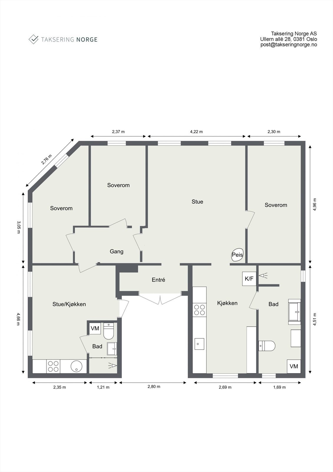 Alternativ planløsning med større hybel. Forventet leieinntekt ca 19.000,- Galleribilde