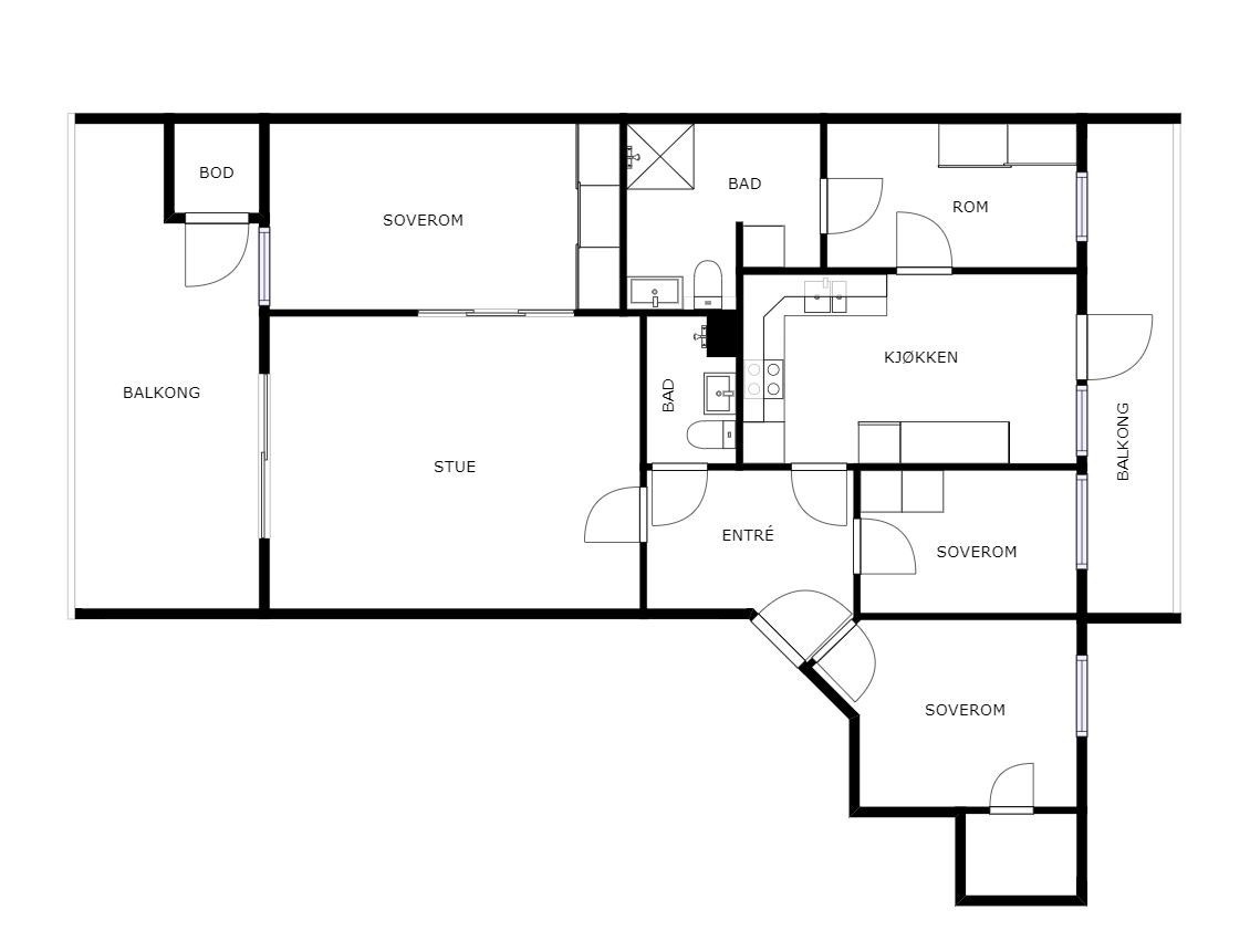 Sosial og familievennlig planløsning. Gjennomgående, luftig og lyst. Galleribilde