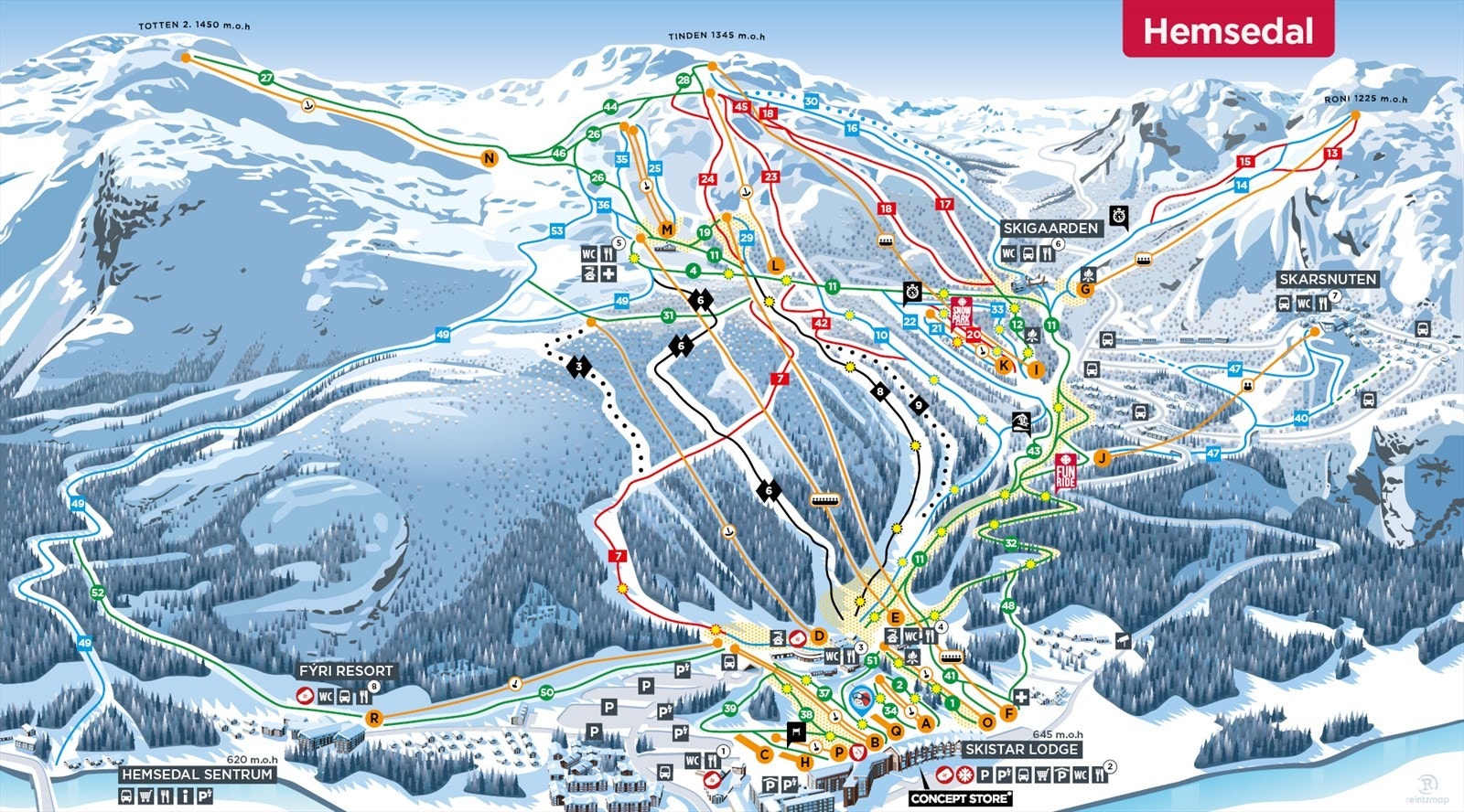 Løypekart Hemsedal Skisenter Galleribilde