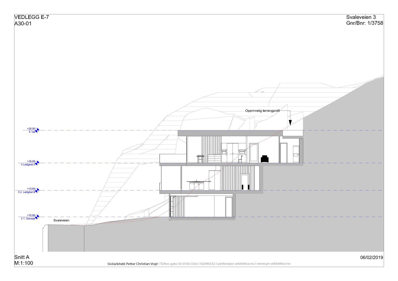 A30 Snitt. Illustrasjon fra rammesøknad som ikke ble ferdigstilt Galleribilde