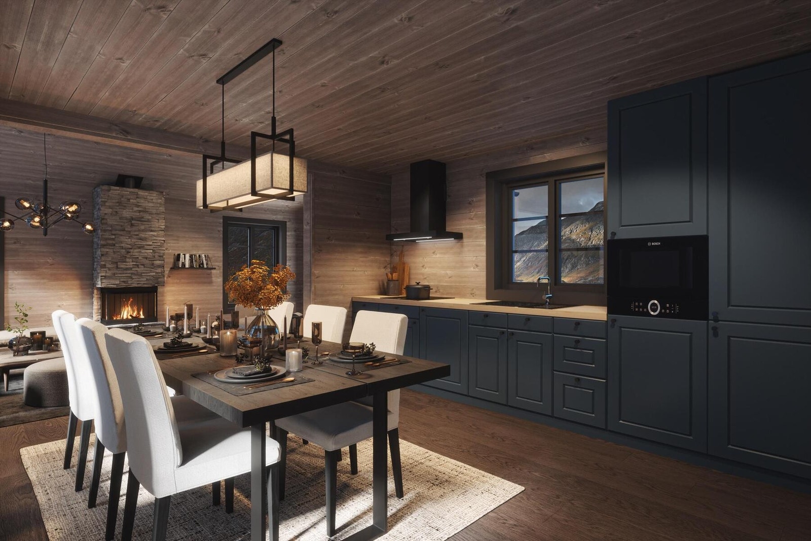 God plass til familie og venner.
Illustrasjon spisestue/kjøkken. Galleribilde