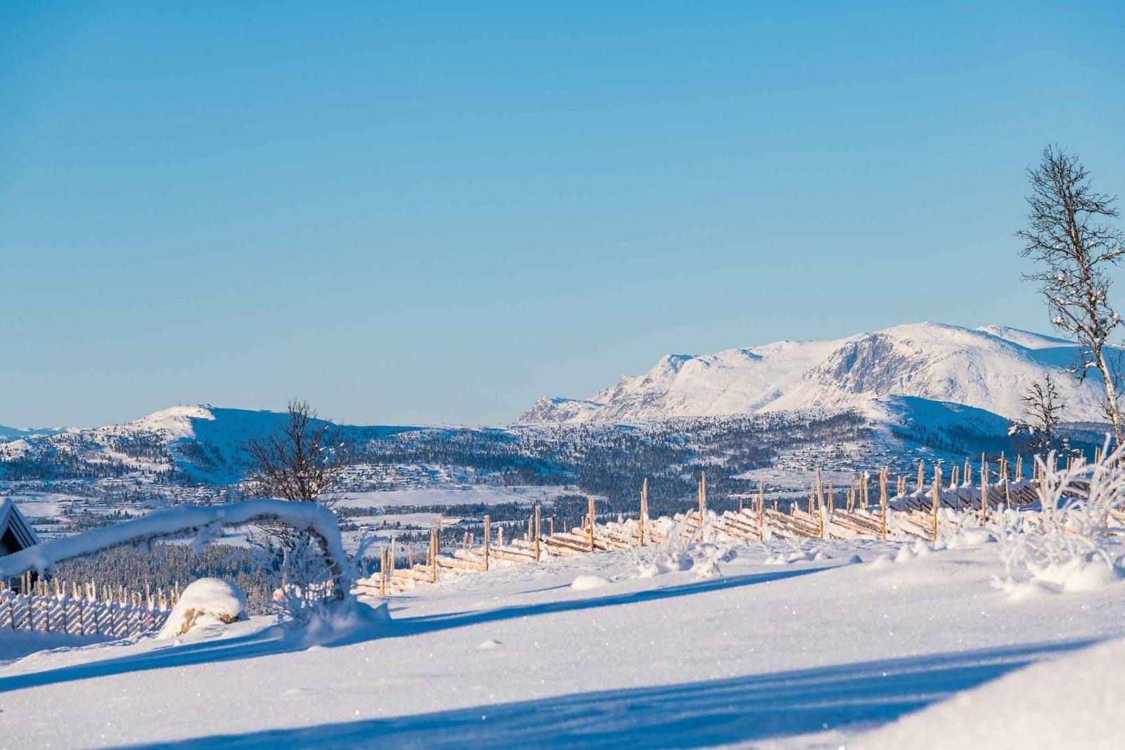 Her ser man Skogshorn-fjellet i Hemsedal fra tomteområdet Galleribilde