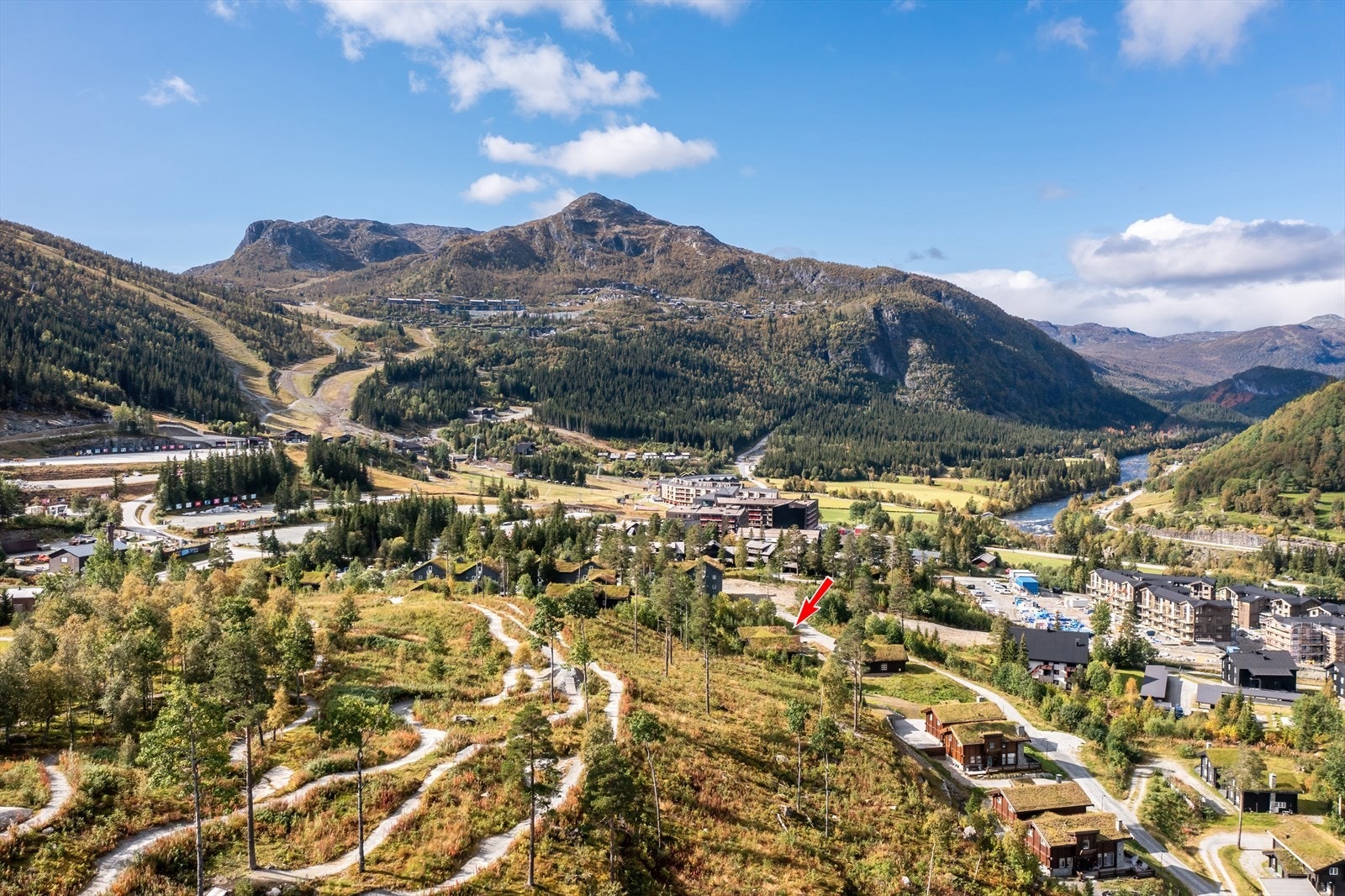 Eiendommens beliggenhet i Totteskogen - I hjertet av Hemsedal. Galleribilde