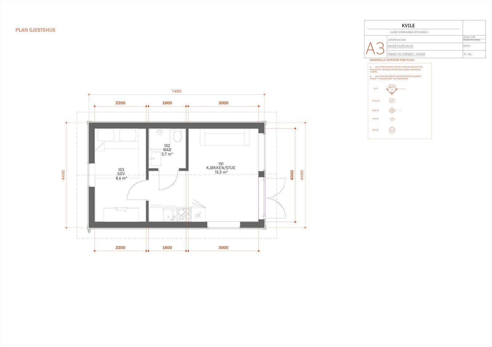 Plantegning gjestehus/anneks. Galleribilde