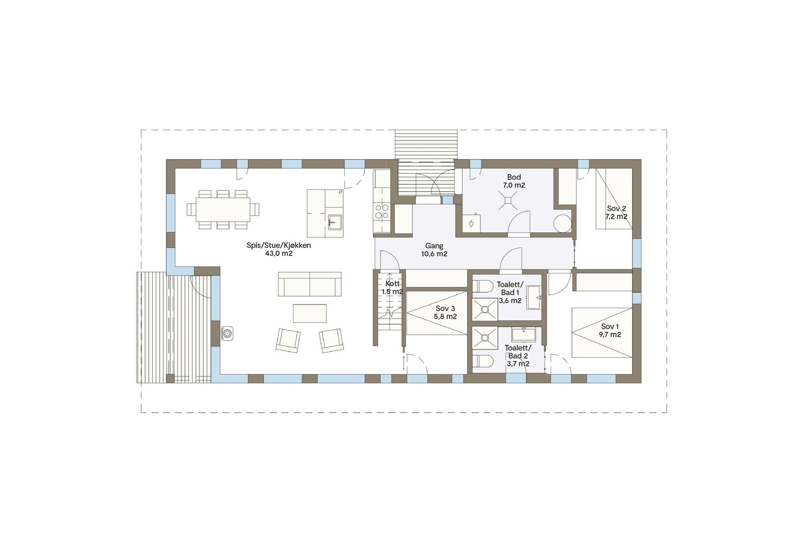 Plantegning hovedplan Vy26CHT som er priset i annonsen. Galleribilde