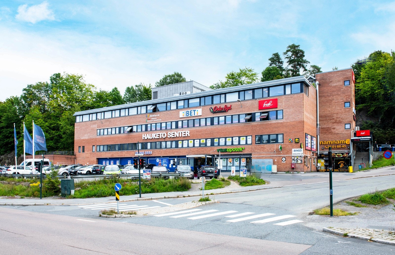 Hauketo senter ved Hauketo st. med Rema 1000, søndagsåpne Istanbull supermarked. Fresh Fitness treningssenter, fysioterapuet, gatekjøkken, mm. Galleribilde