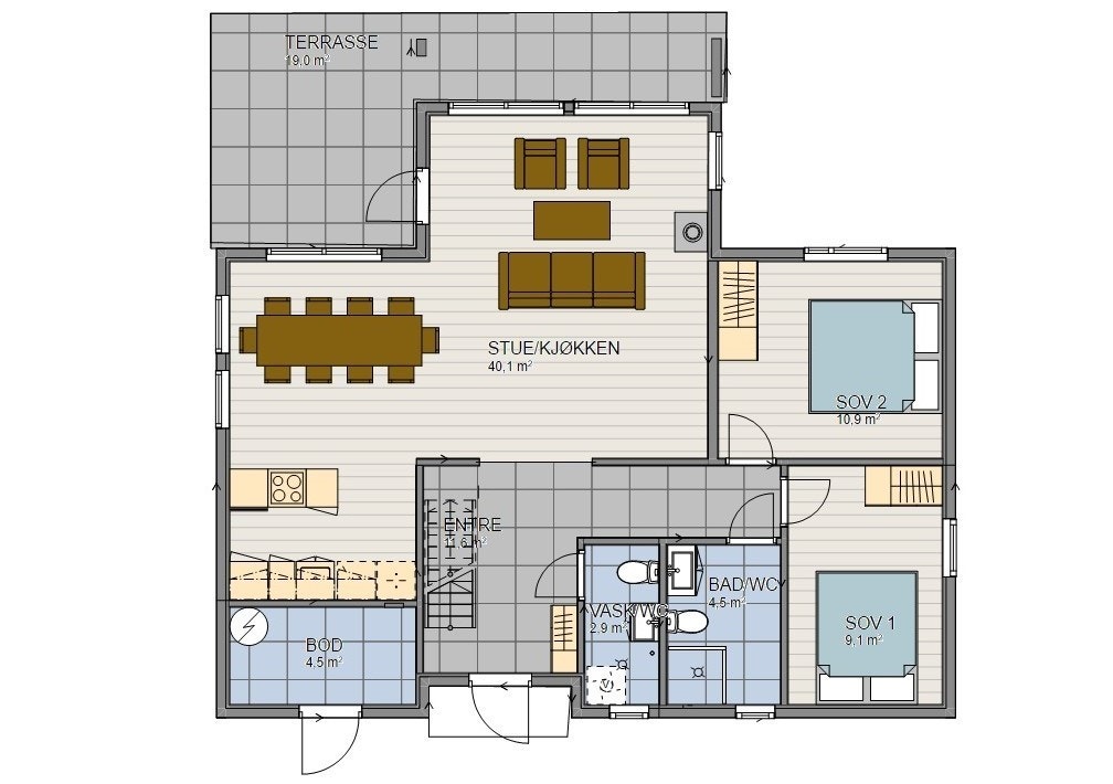 Planløsning 1. etg Galleribilde