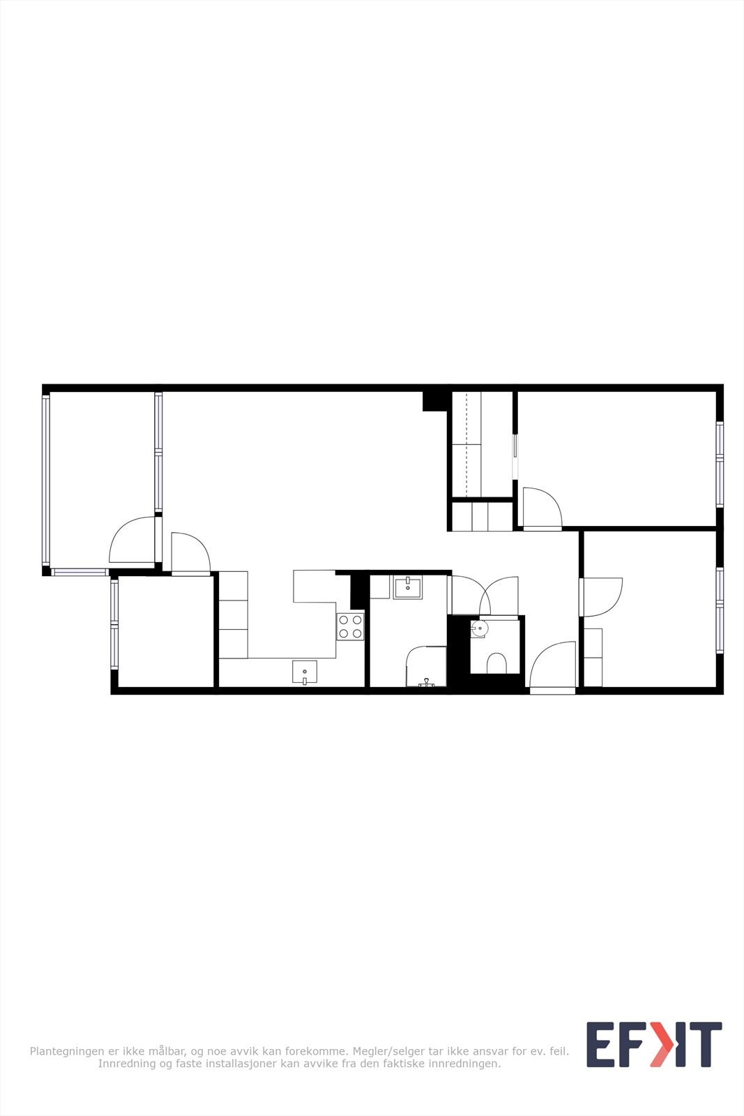 Leiligheten har en meget god, gjennomgående planløsning og oppleves som lys og luftig Galleribilde