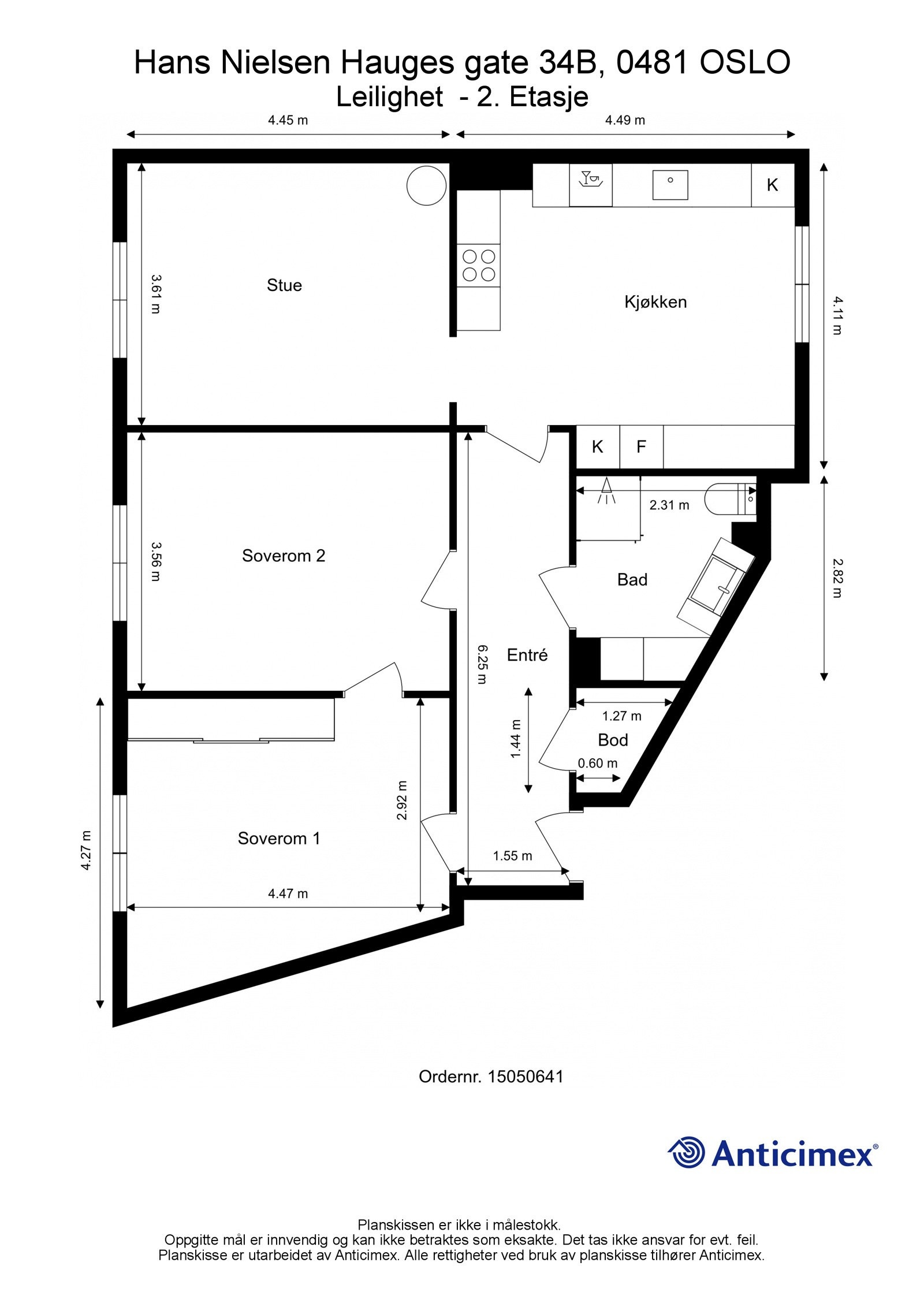 Planskisse med mål Galleribilde