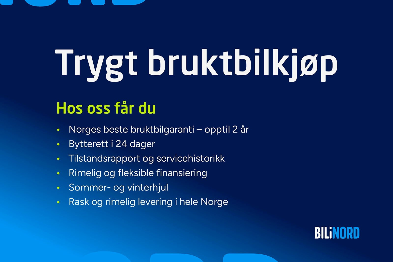 Kontakt Rasmus på 415 01 000 / rd@bilinord.no for mer informasjon.