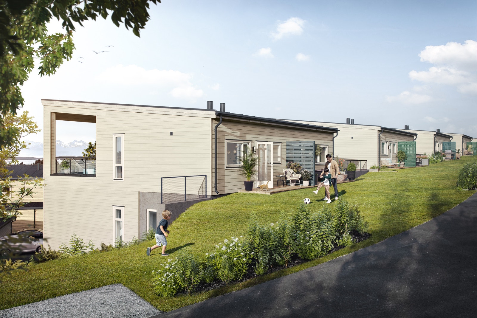 Utgang fra kjøkken mot nord. Illustrasjon. Galleribilde