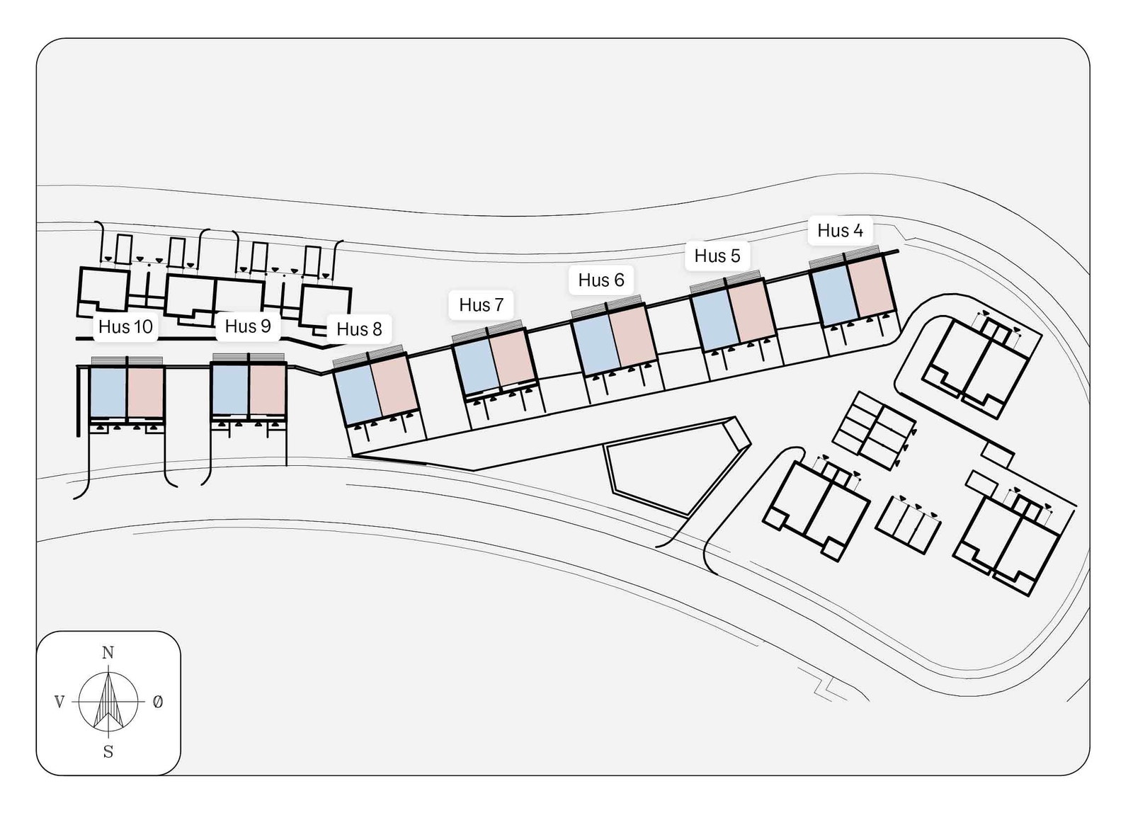 Situasjonsplan vestvendt del i hus 10 Galleribilde