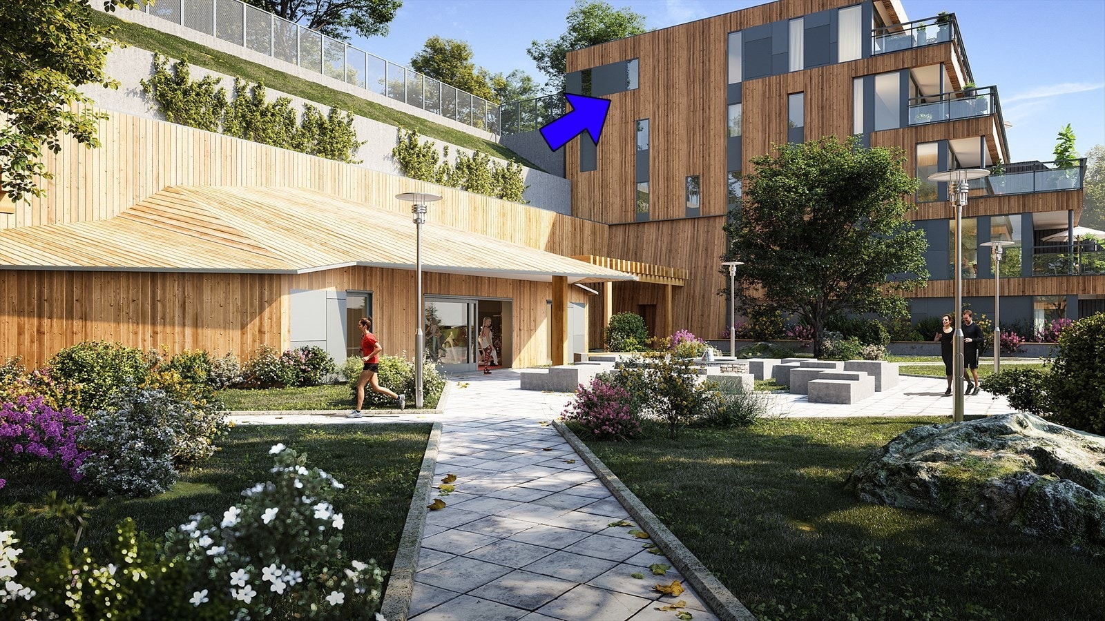 Det vil bli to besøksleiligheter og et treningsrom som disponeres av sameiet. Galleribilde