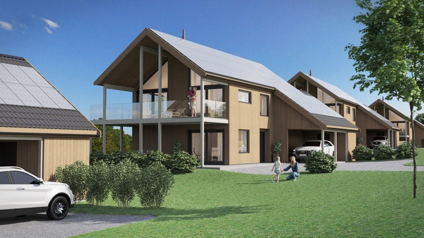 Velkommen til Nordbøflåtin plusshus! Avvik kan forekomme. Boligene blir levert med verandarekkverk i tre Galleribilde