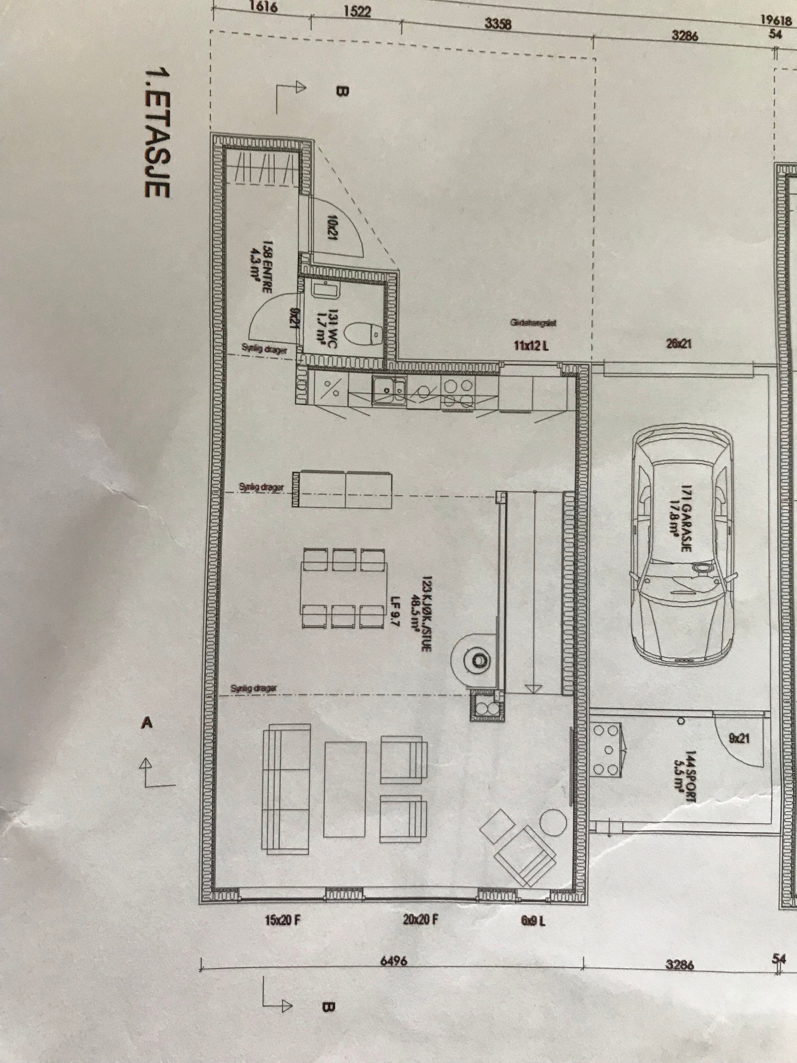 Plantegning 1. etasje Galleribilde