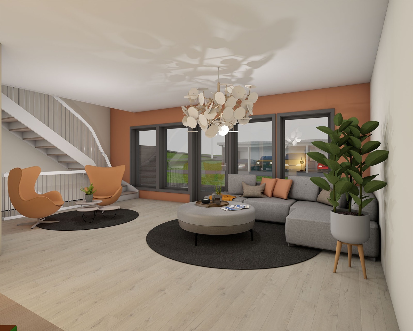 Stue med flott utsikt oppover Måndalen Galleribilde