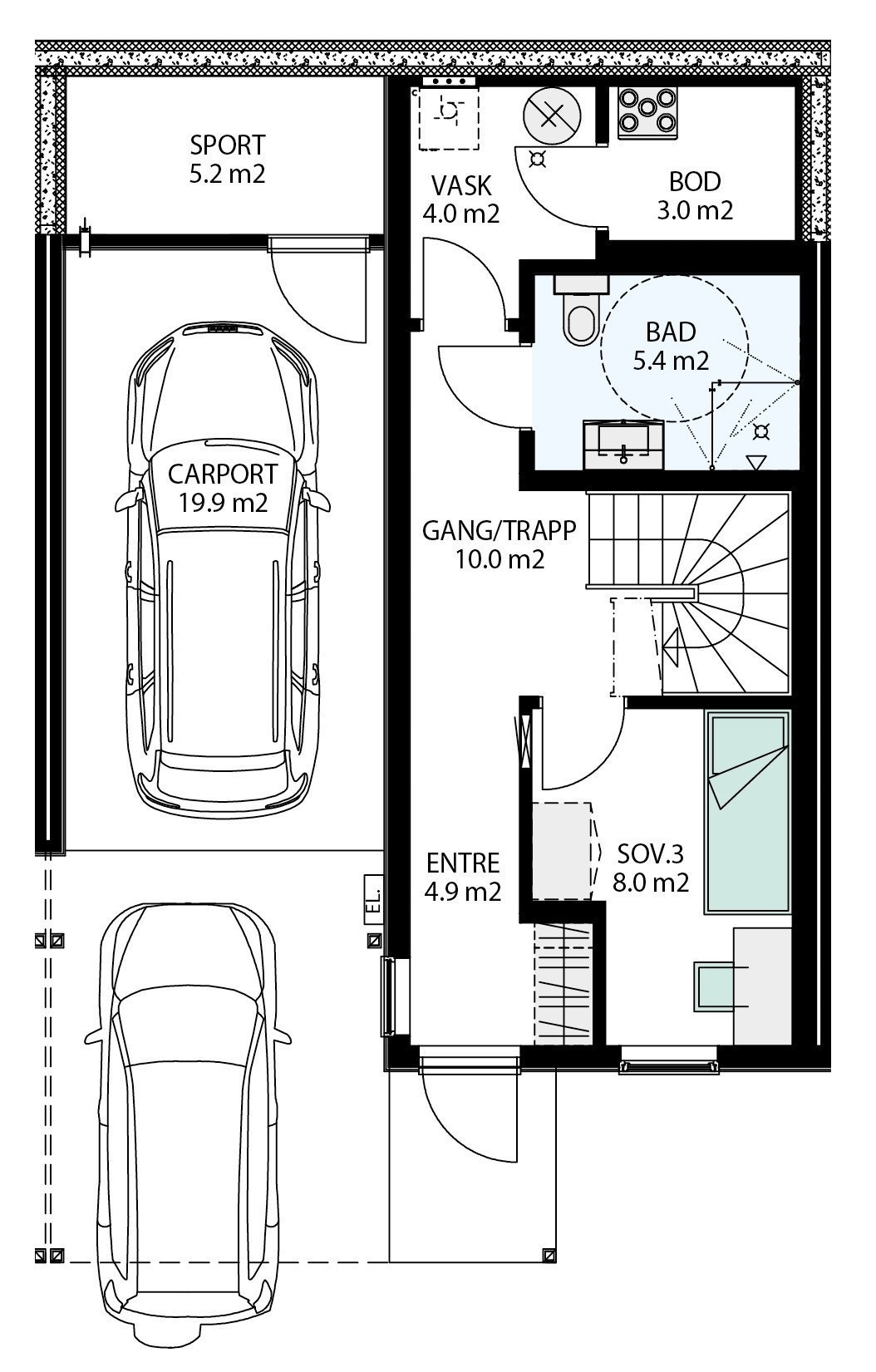 Under etasje. Vaskerom/Bod blir et stort vaskerom. Galleribilde