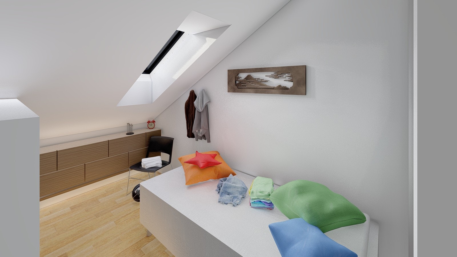 Takvindu på loft gir godt med ekstra lys. Leveres av Velux. Galleribilde