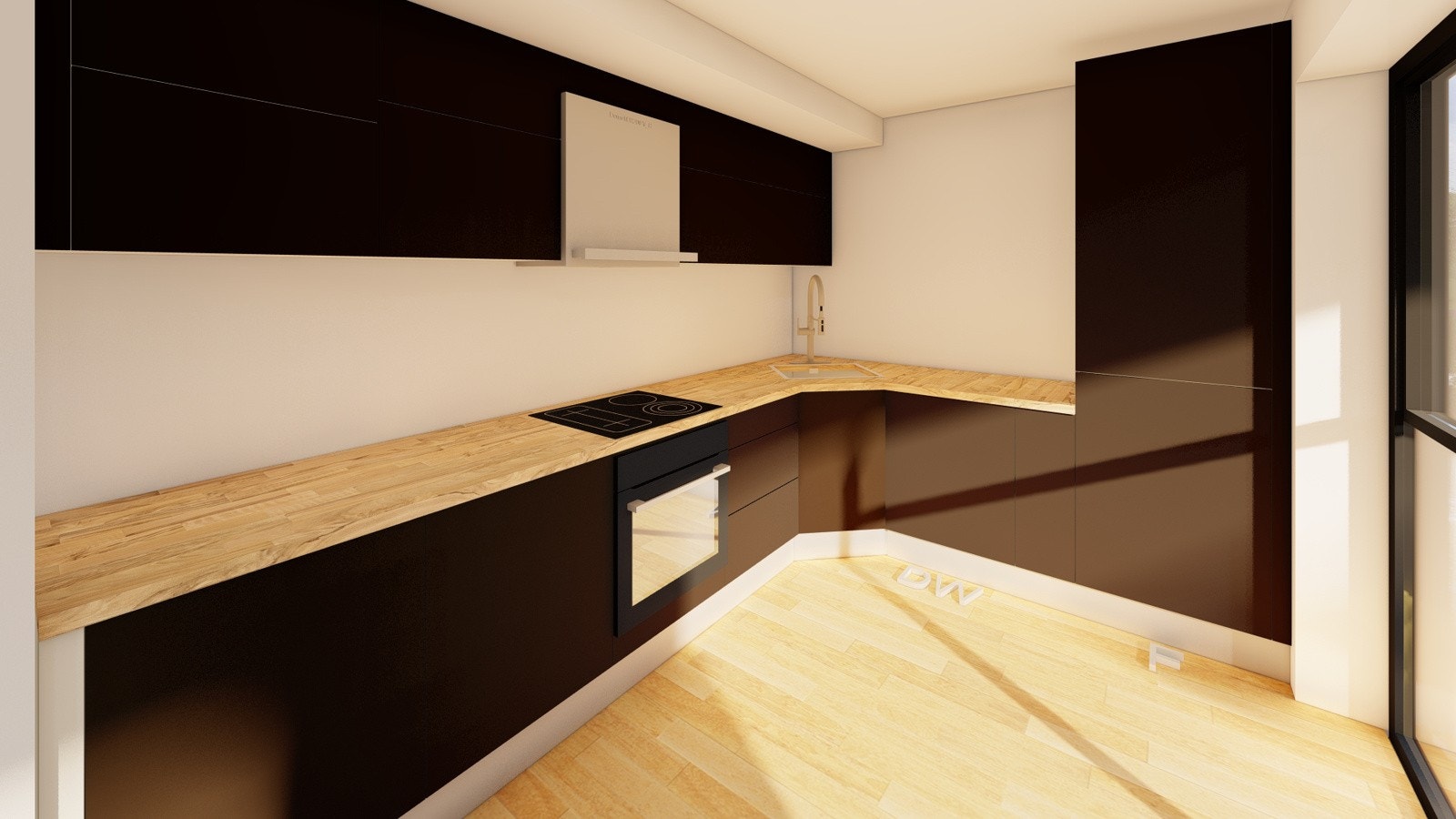 Alle fire leilighetene har et godt og romslig kjøkken med mye skap- og benkeplass. Galleribilde