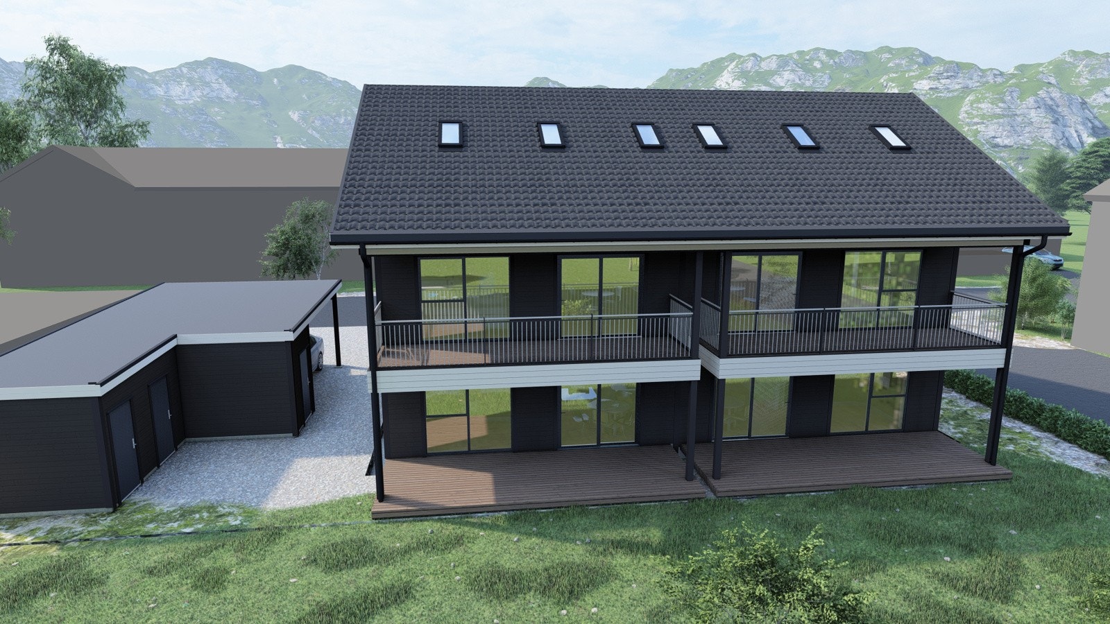 Som rekkverk 2. etasje leveres det laminert sikkerhetsglass. Galleribilde