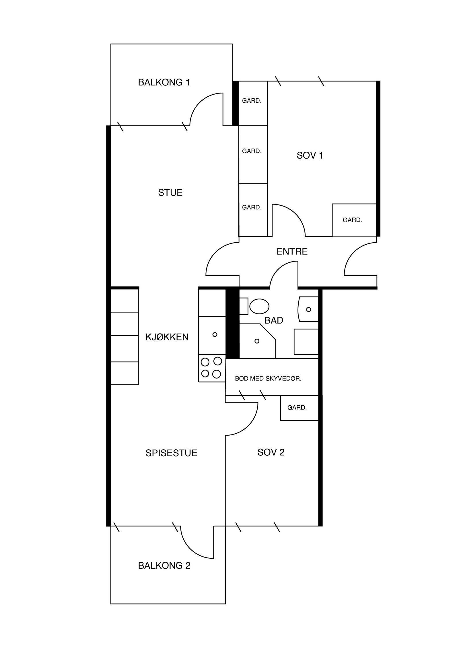 Plan over leiligheten Galleribilde