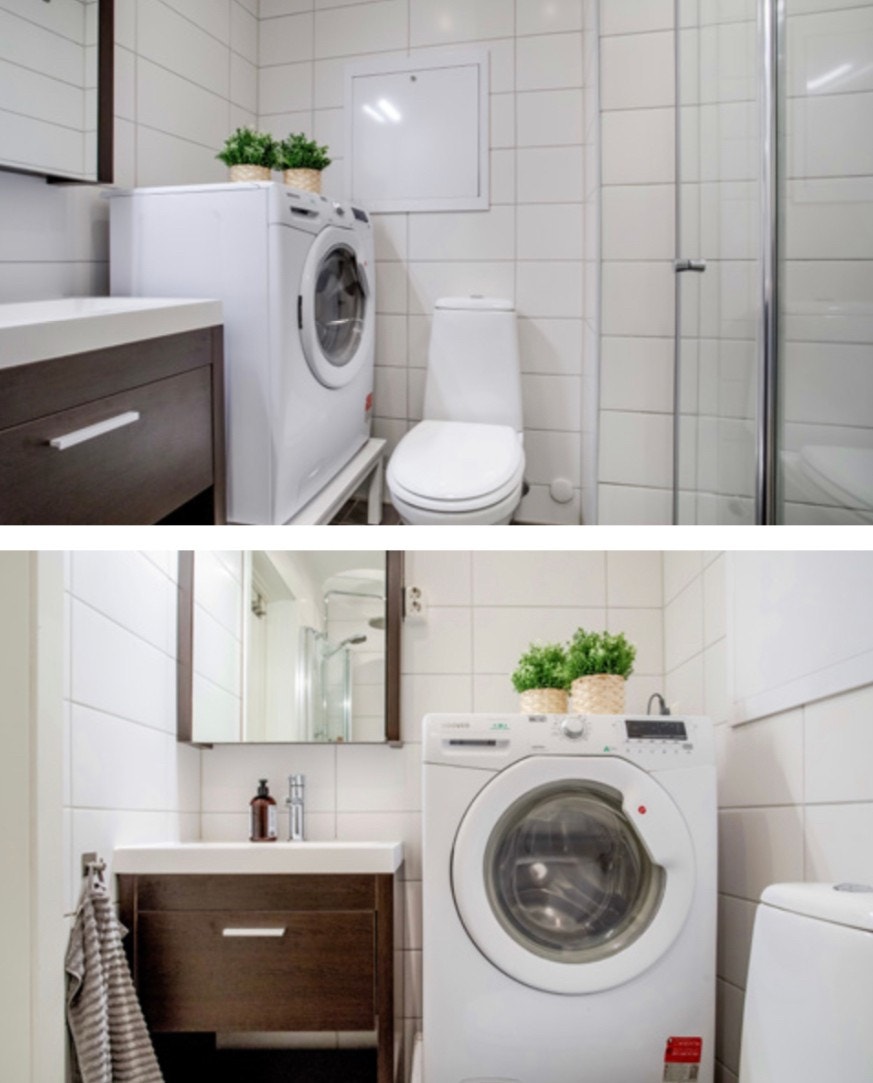 Badet er utstyrt med vaskemaskin og har TG1 Galleribilde