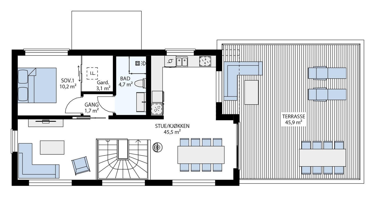 2 etasje - Hus 1-3-5-7-9-11-13-15-17 Galleribilde