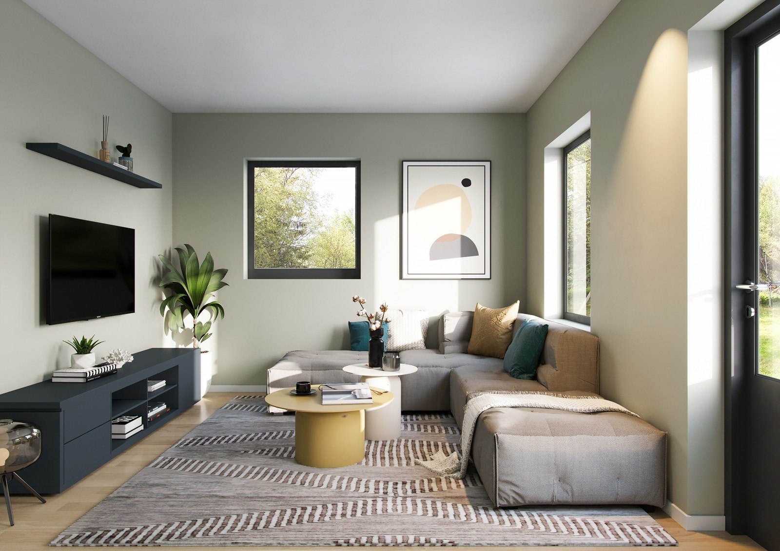 Illustrasjon - Ekstra stue i 1 etasjen (speilvendt) Galleribilde