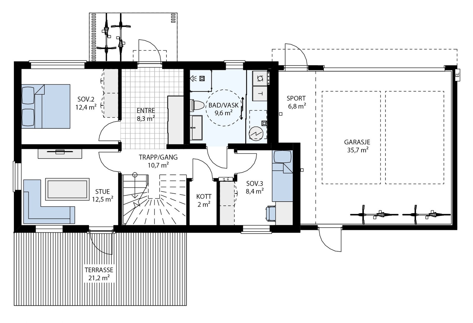 Hus nr. 1-3-5-7-9-11-13-15-17 (1 etasje) Galleribilde