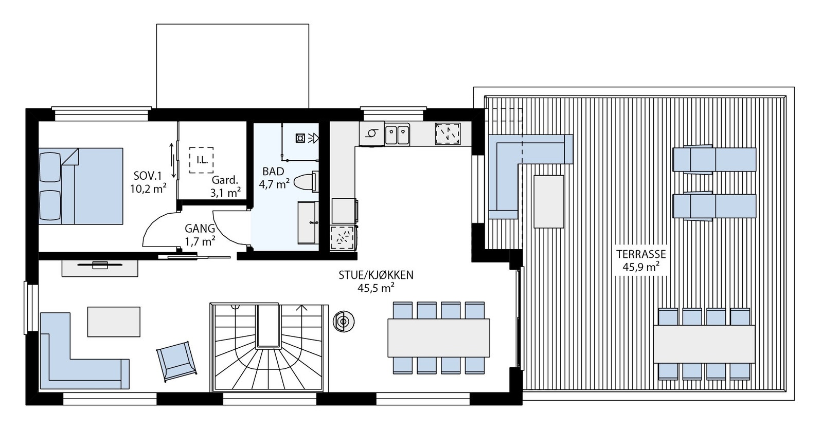 Hus nr. 1-3-5-7-9-11-13-15-17 (2 etasje) Galleribilde