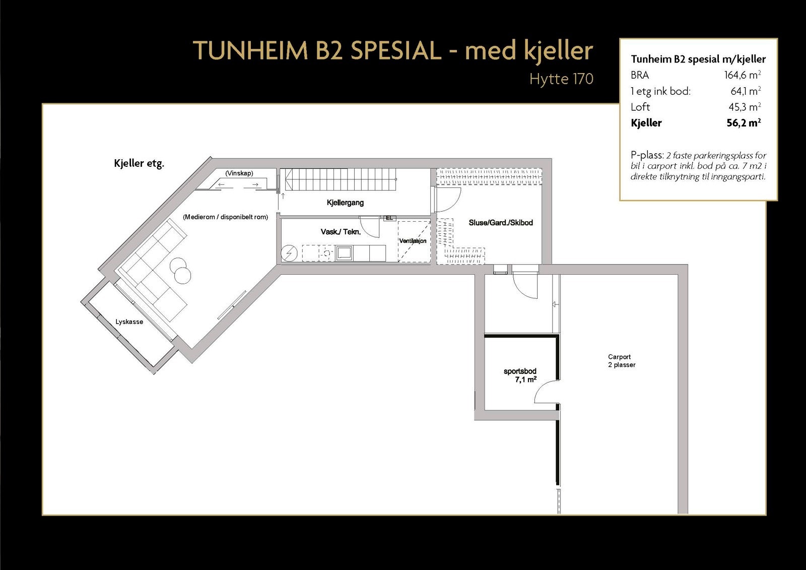 Hytte 170 - plan kjeller Galleribilde