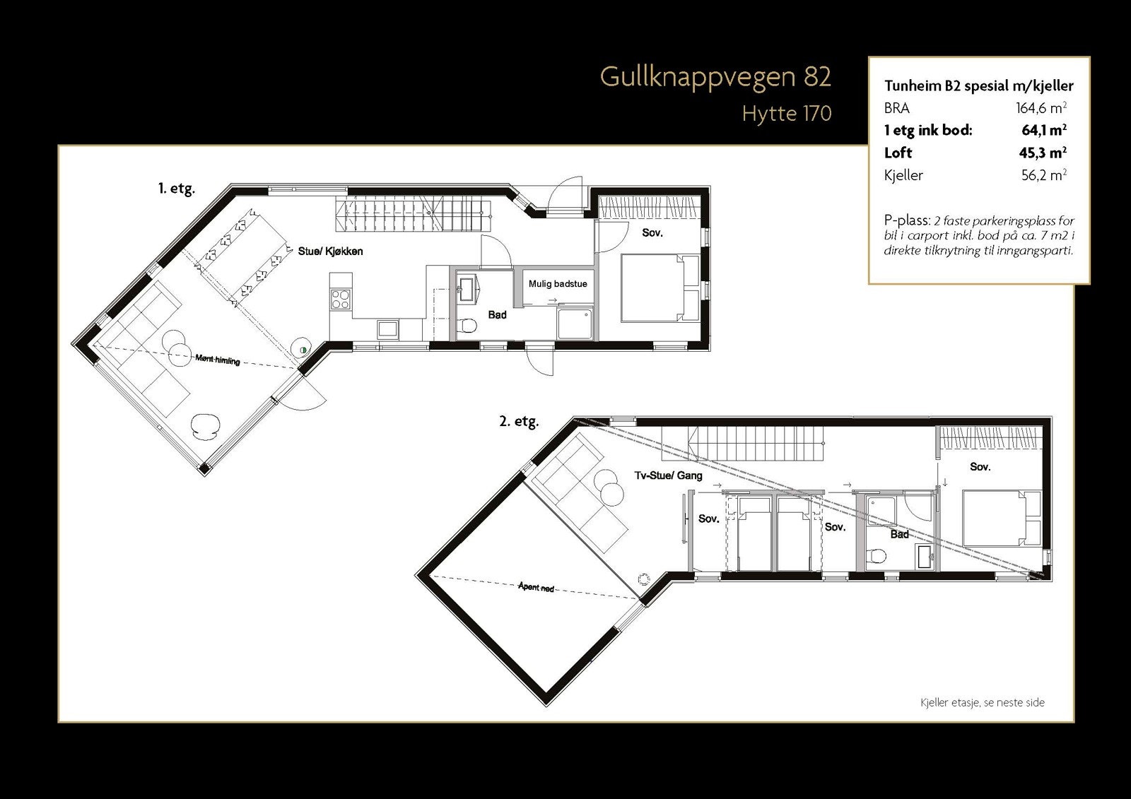 Hytte 170 - plan 1. og 2. etasje Galleribilde