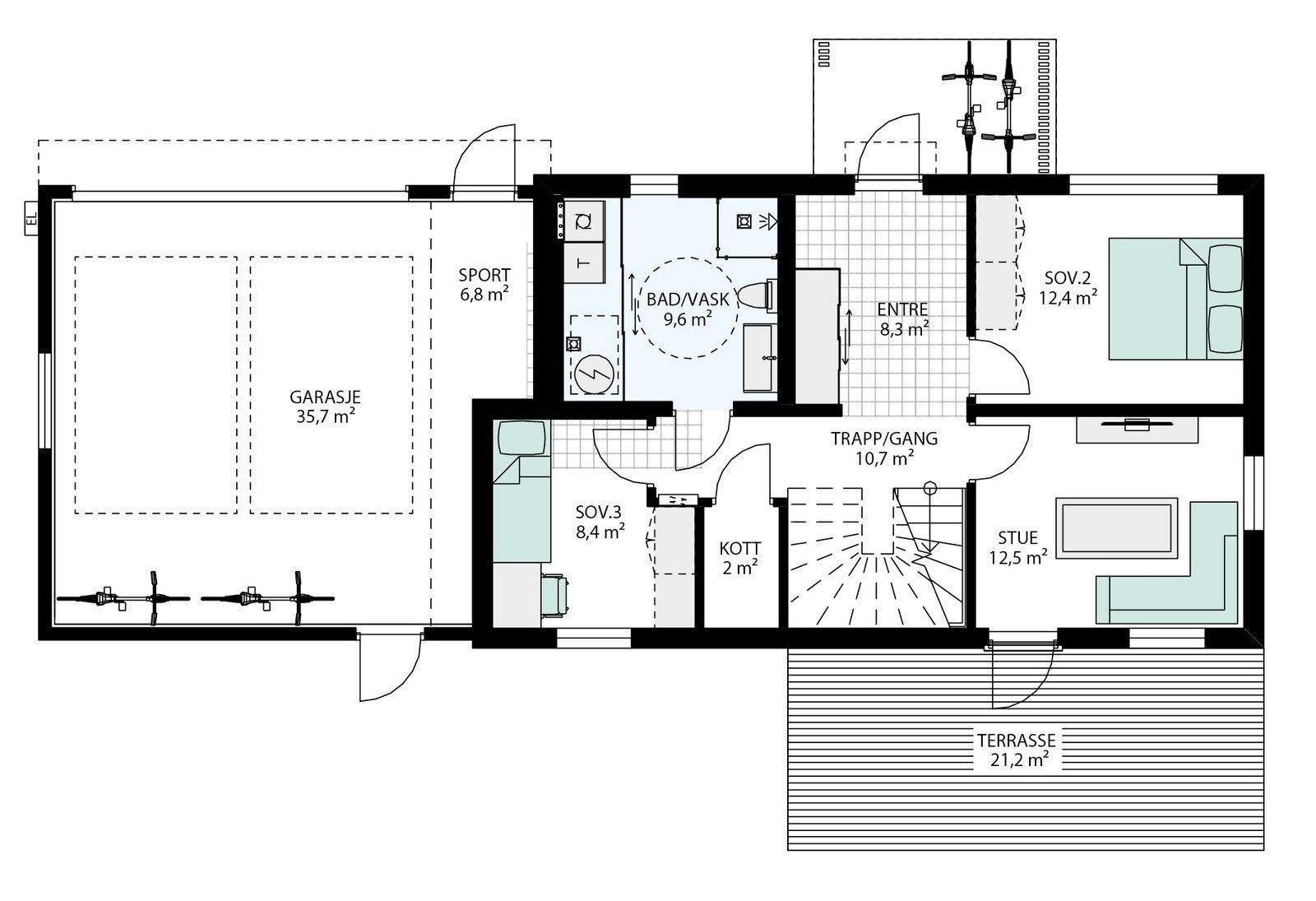 1 etasje - Hus nr. 2-4-6-8-10 Galleribilde