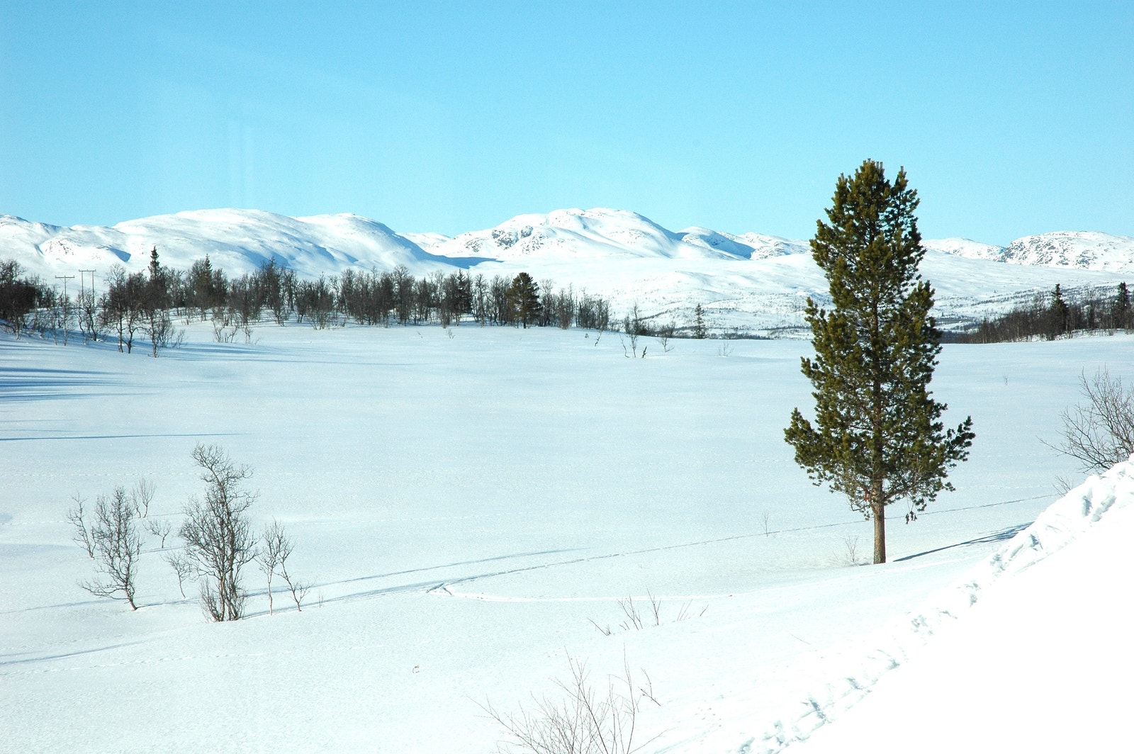 Eventyrlig utsikt fra vinduer i peisestua. Galleribilde
