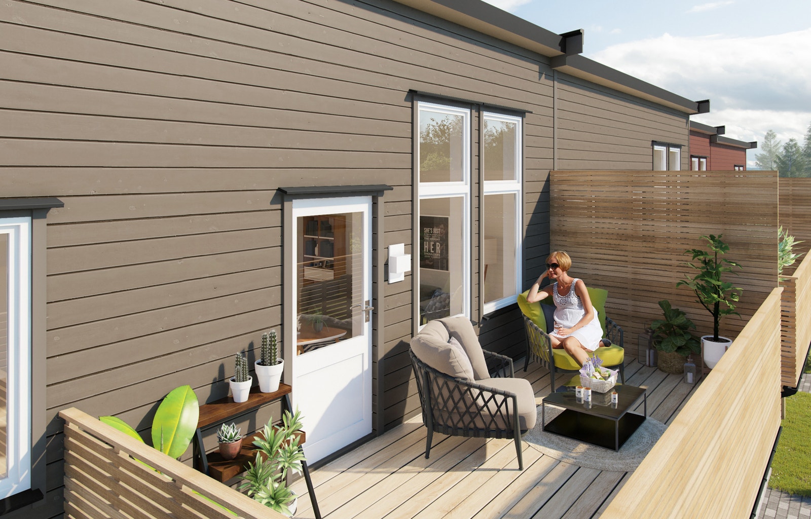 Illustrasjon: Solrik balkong (fra hus 6) Galleribilde