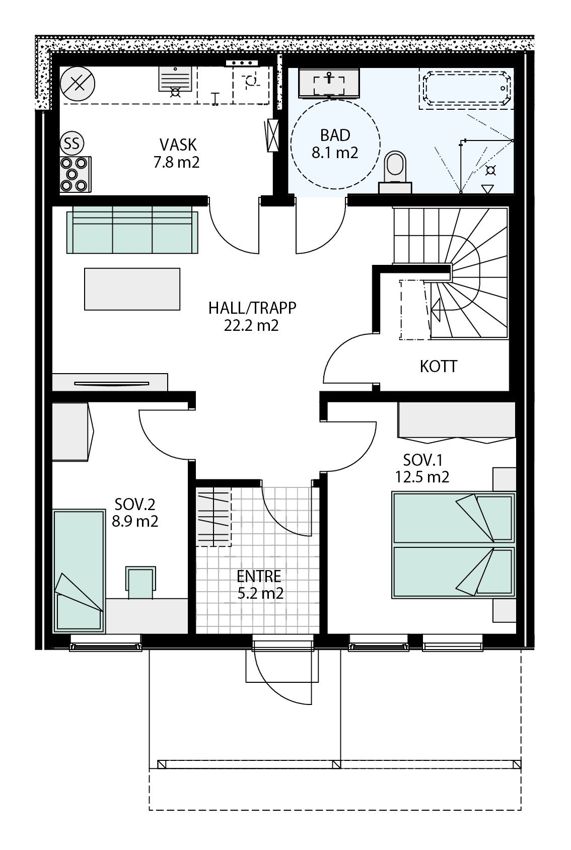 Hus 5 og 6 - nr. 42b-44b-44c - U etasje Galleribilde