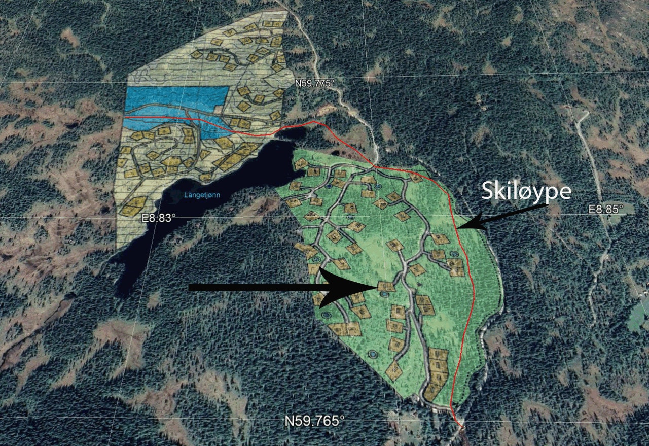 Skiløypa går rett gjennom hyttefeltene Galleribilde