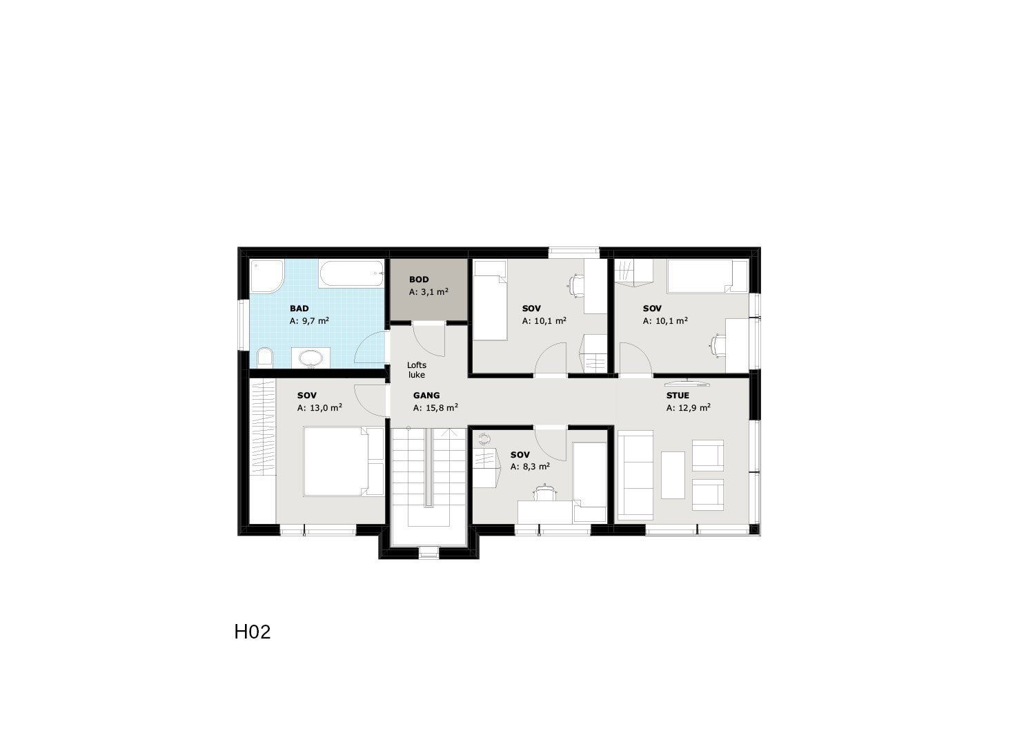 Planløsning 2. etasje Galleribilde